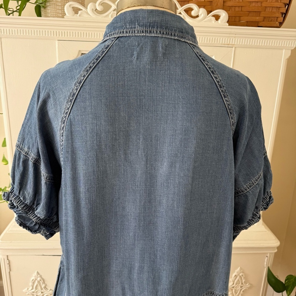 Oli & Hali Bubble Sleeve Tencel 
Chambray Denim Mini Shirt Dress - Picture 7 of 11